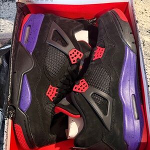 Jordan 4 Retro “”Raptors Drake OVO” Black and Purple Men's Sneakers